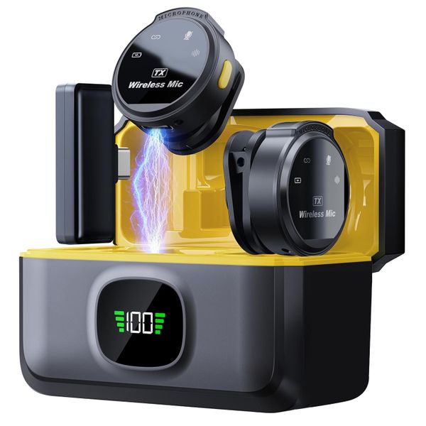 Wireless Lavalier Microphone, Mini Microphone with Noise Cancellation