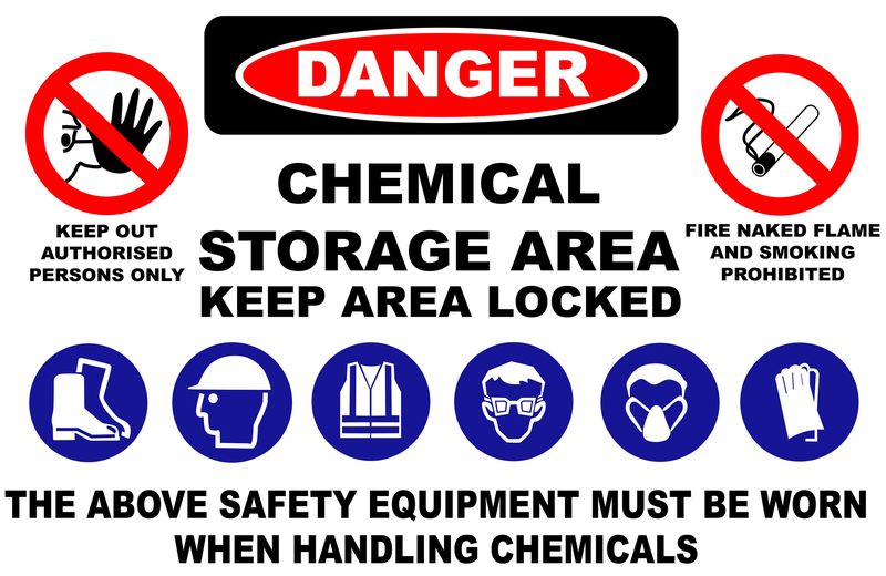 Danger Chemical Storage Area Keep Area Locked 60x80cm Sign.
