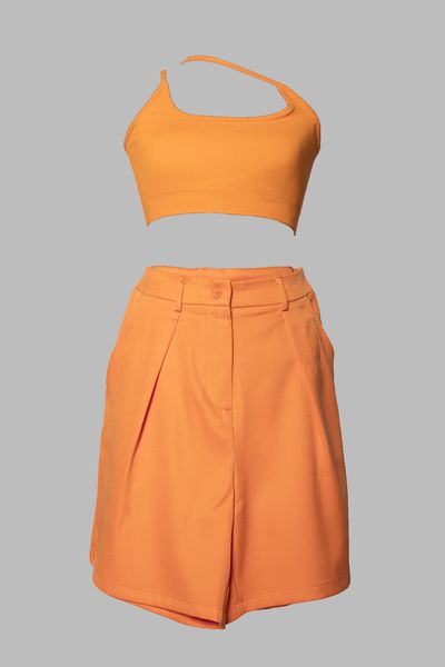 Women's Polyester Cotton Sunset Shorts - Orange