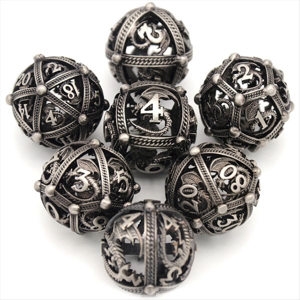 7 Pcs Metal Dice Set For D&amp;D Dungeons And Dragon Tabletop Game A