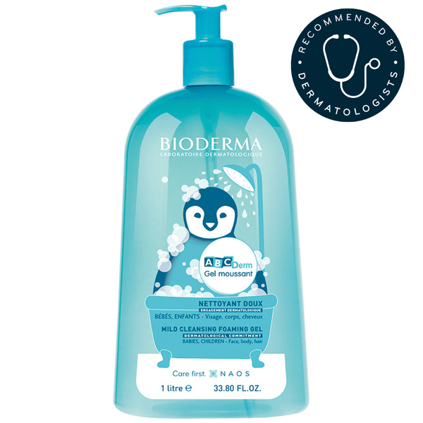 BIODERMA ABCDerm Foaming Gel Gentle Baby Wash for Face, Body &amp; Hair 1L