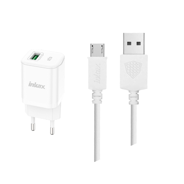 INKAX - HC-01 - Micro USB Charger Adapter And Cable - White
