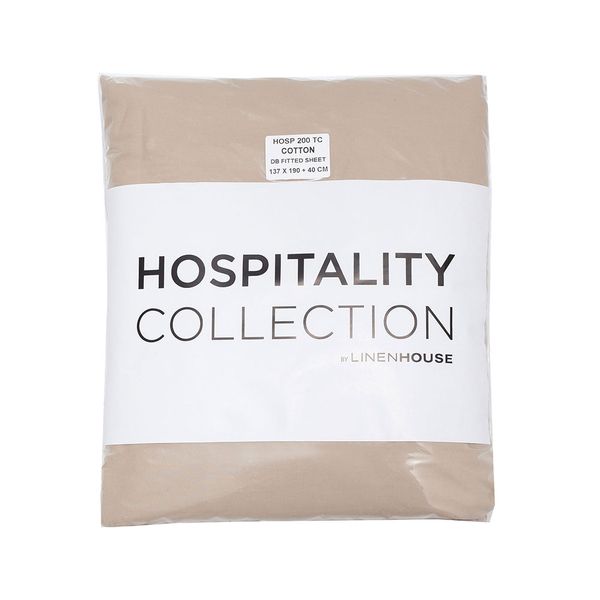 Hospitality Collection Stone Cotton Lightweight 200TC Fitted Bed Sheet