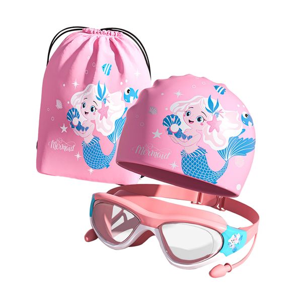 Kids Swimming Goggles Cap Set Professional Storage Bag Children for Pool
