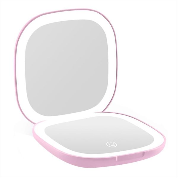 Pocket Magnifying Makeup Mirror With Led Light 3 5 Inches White