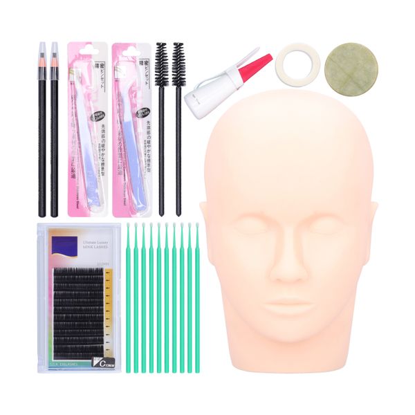 False Eyelash Extension Training Kit Mannequin Head Grafting Eyelashes