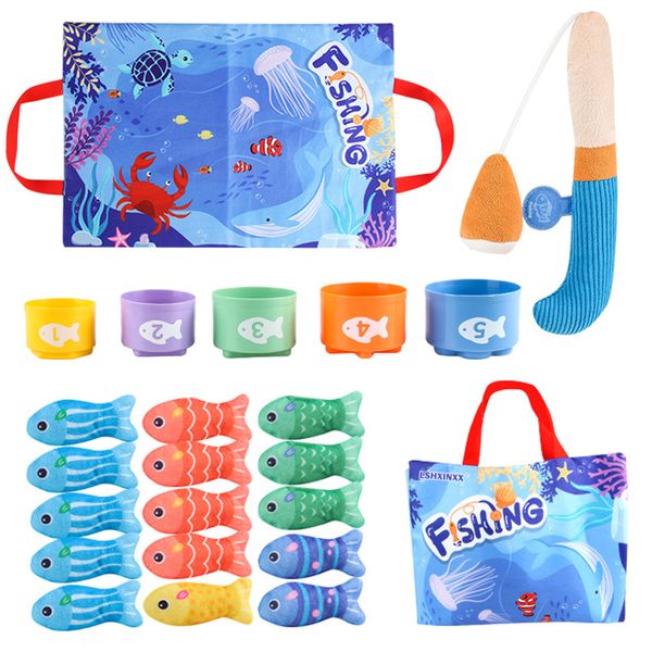 Montessori Toys for 1 + Boy Girl Birthday Gift 10 in 1 Cloth Fishing Game