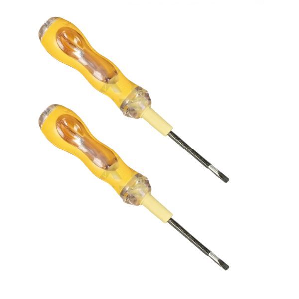 Pack of 2 Heavy Duty Screwdrivers - Flathead &amp; Phillips Yellow