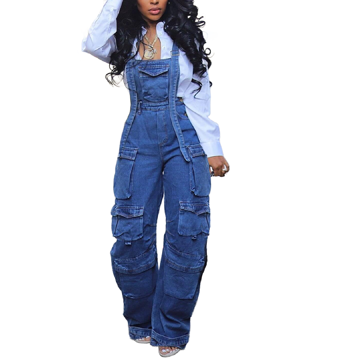 Chic denim women's jumpsuit overall main image 1