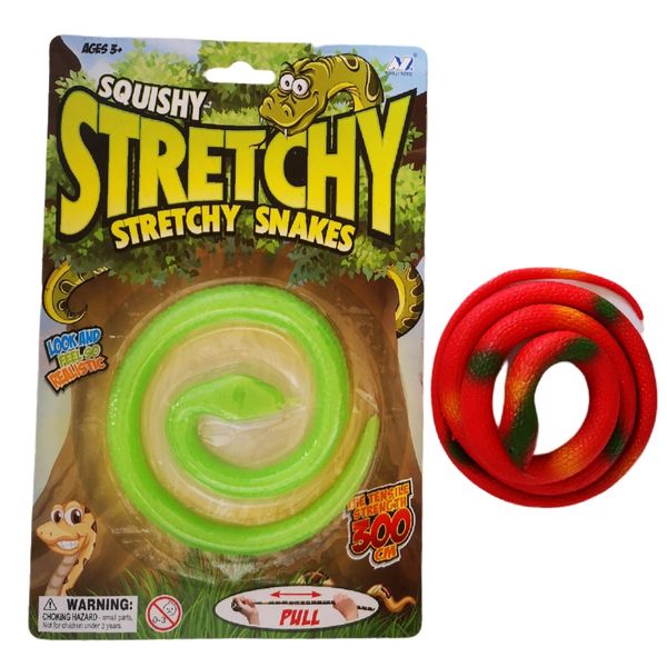 2 Pack Rubber Stretchy Snakes - Glow In The Dark And Realistic Colours