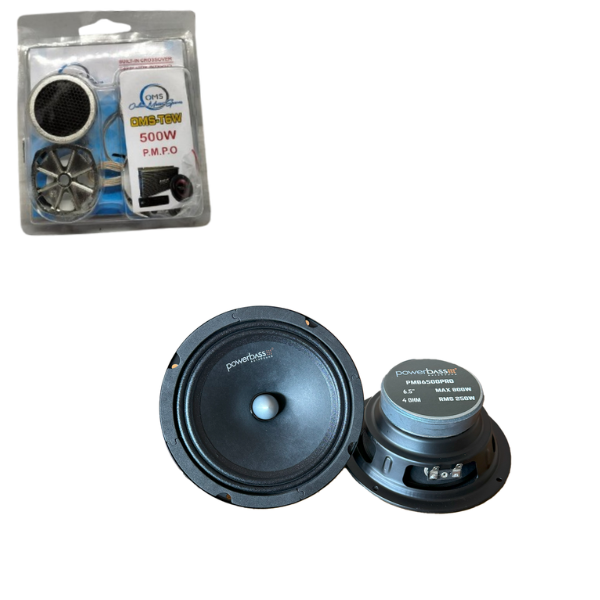 Powerbass PMB6500PRO 6.5" Mid Bass Speakers + OMS 500W Tweeters