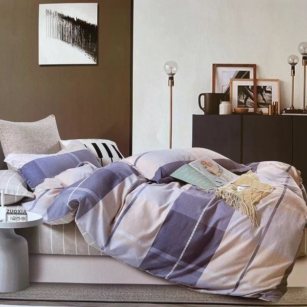 Soft Touch Embellished Six Pc's Duvet Cover Set Blue &amp;White Queen