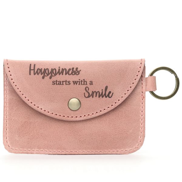 DAREhue - Genuine Leather Card Holder Keyring-Happiness starts with a Smile