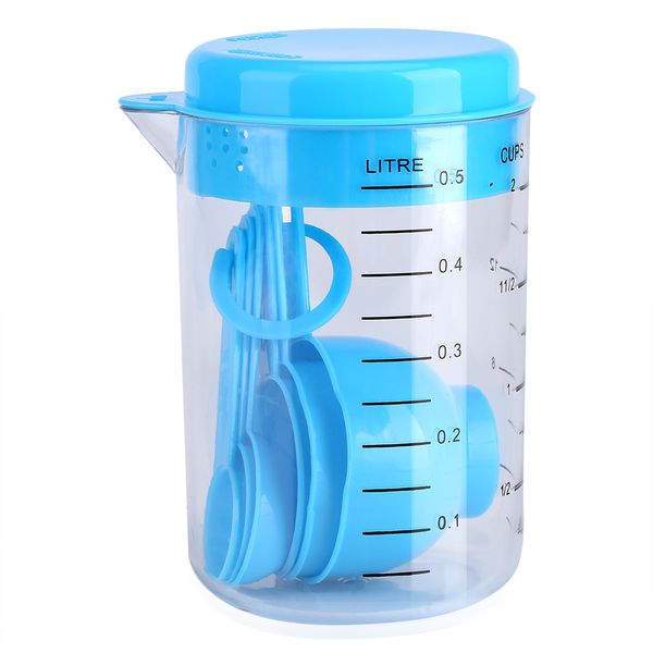 Plastic Measuring Cup and Spoon Set with Container