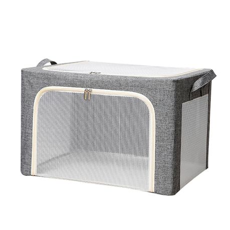 22L Clothes Storage Steel Frame Storage Box Plastic Transparent