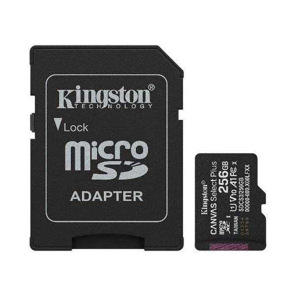 Kingston 256GB Canvas Select Plus UHS-I microSDXC Memory Card with Adapter