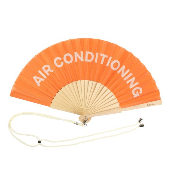 Orange Air Conditioning Handheld Fan - Wood &amp; Textile