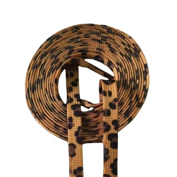 Leopard Print Flat Shoelaces (Pair) - Durable Animal Pattern Replacements