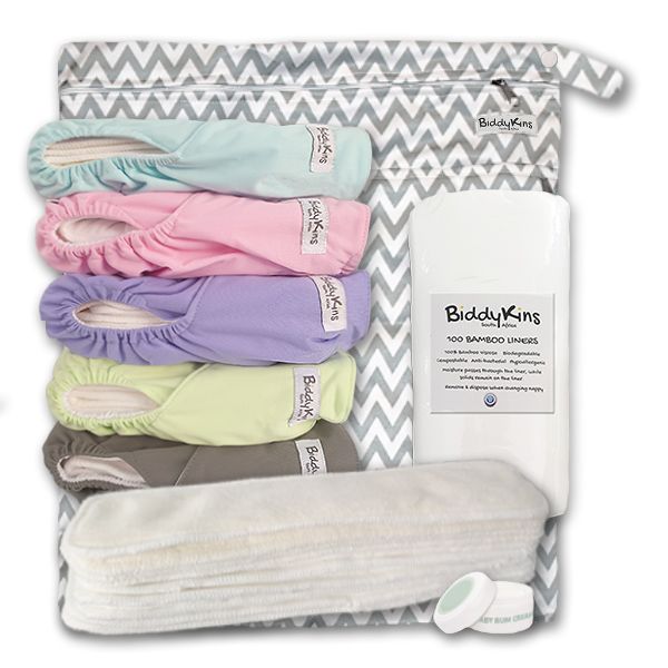 BiddyKins Cloth Nappy Starter Kit 3 (Girl &amp; Pink Colours)