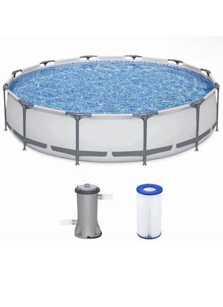 12ft Round Above-Ground Metal Frame Pool - 3.66m x 76cm with Filter Pump
