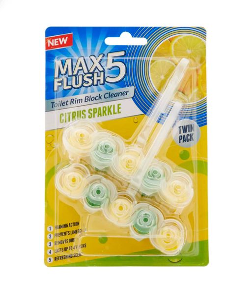 Max 5 Flush Toilet Rim Cleaner 2-Pack Citrus Sparkle