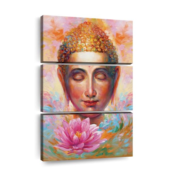 Canvas Wall Art Decor - 3-Piece Budha Lotus Canvas Print