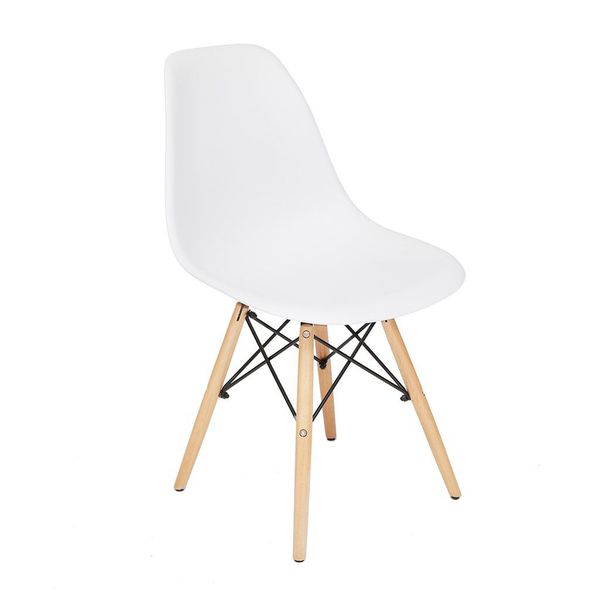 Wooden Leg Chair White Set of 6