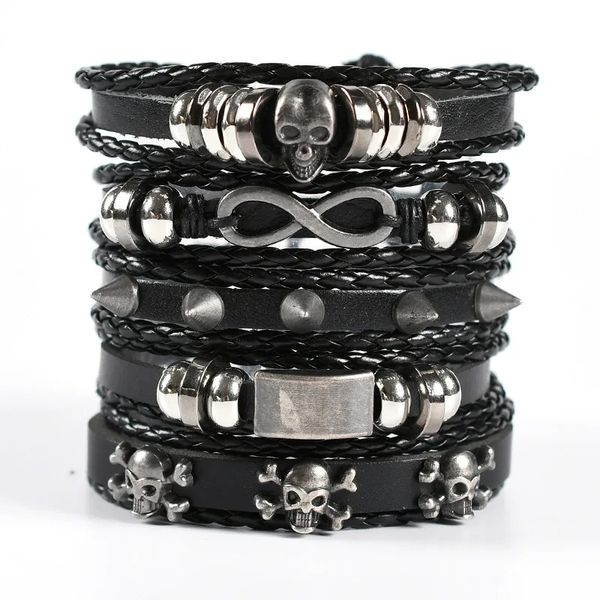 Layer Skull Leather Bracelet Set Style 2 image