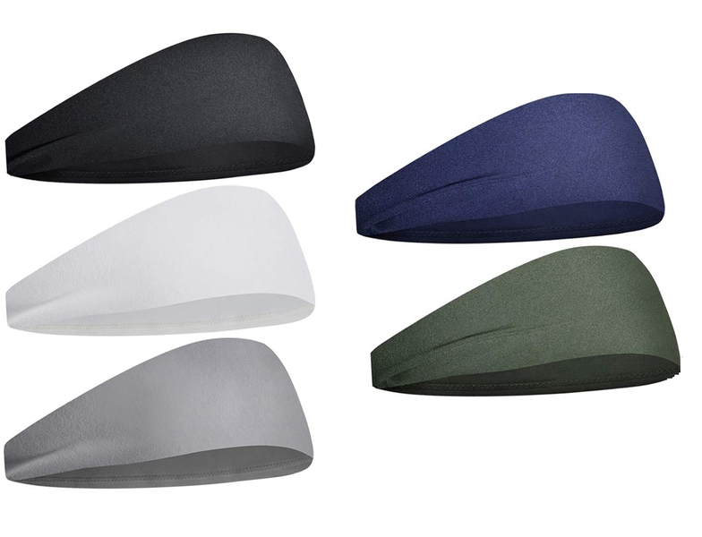 5pack Sports Headbands for Men Moisture Wicking Workout Headband, Sweatband