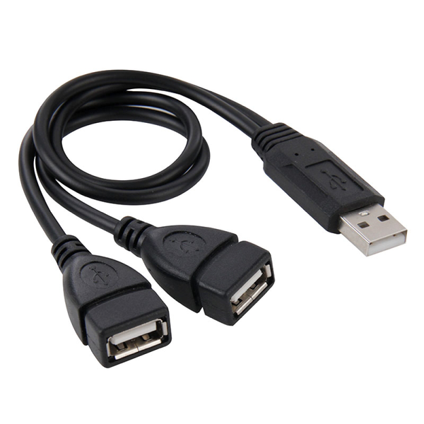 USB 2.0 Male to 2 Dual USB Female Jack Adapter Cable