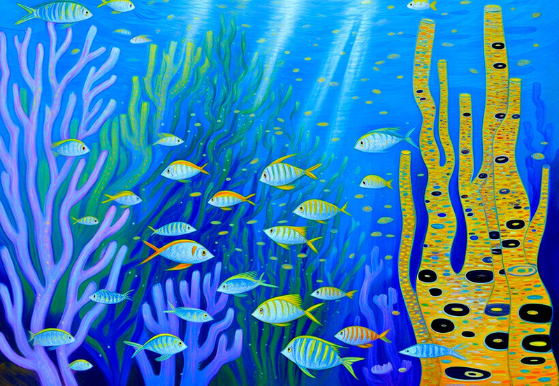 Modern Canvas Wall Art Home Decor- Fish Reef