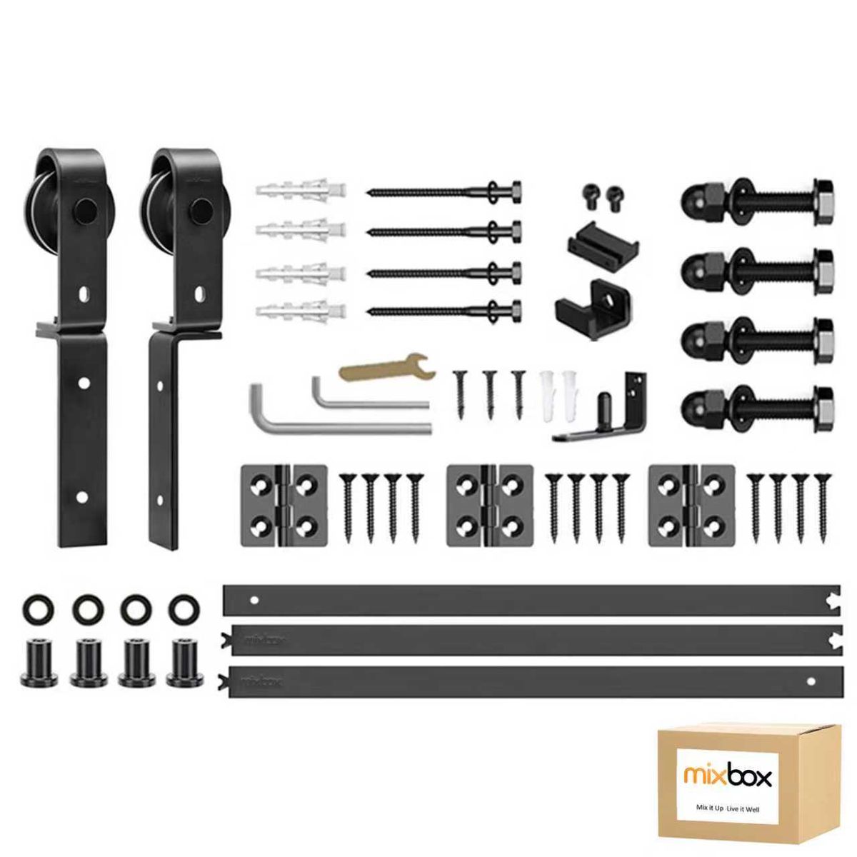 Mix Box Bifold Sliding Barn Door Track Hardware Kit-1.5m