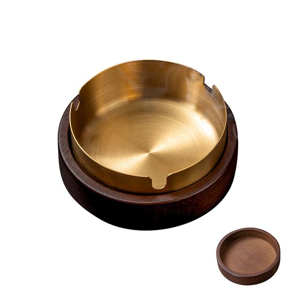 Wooden Ashtray with Stainless Steel Lid Liner for Indoor or Outdoor Use