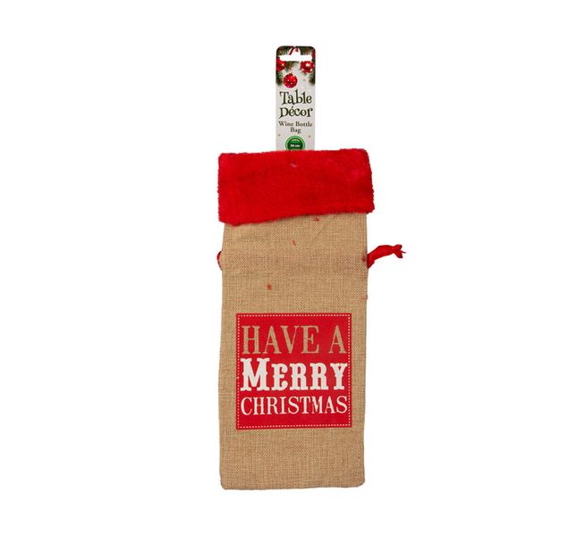 Wine Bottle Bag - Table Décor - Christmas Themed - Woven - 36cm - 8 Pack