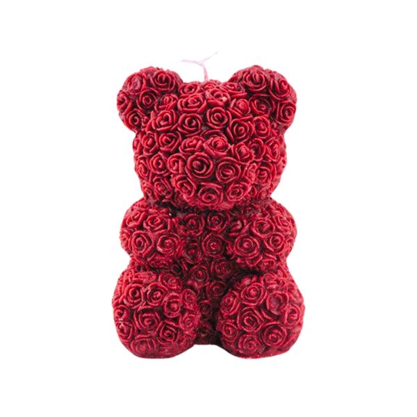 Soy wax rose sented teddy bear candle