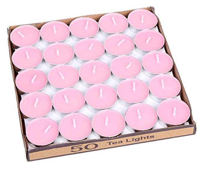 Unscented Tea Light Candles Set of 50 - Pink