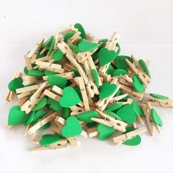 E Heart Love Wooden Clothes Photo Paper Peg Pin Mini Postcard Clips