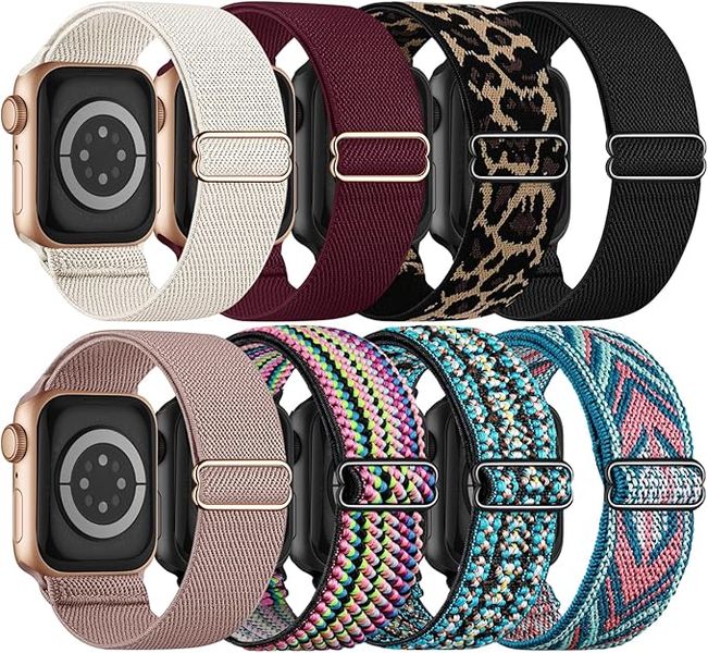 8 Pack Stretchy Solo Loop Band Compatible with Apple Watch Bands