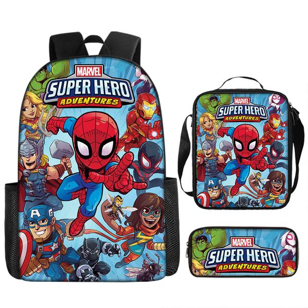Kids School Essentials - Bag, Lunch Box and Pencil Case Spider Man - 3 Piece