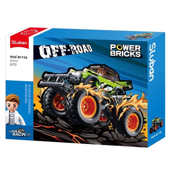 Sluban Building Set: Pull Back PowerBricks - Off Road Vehicle - 264 Piece