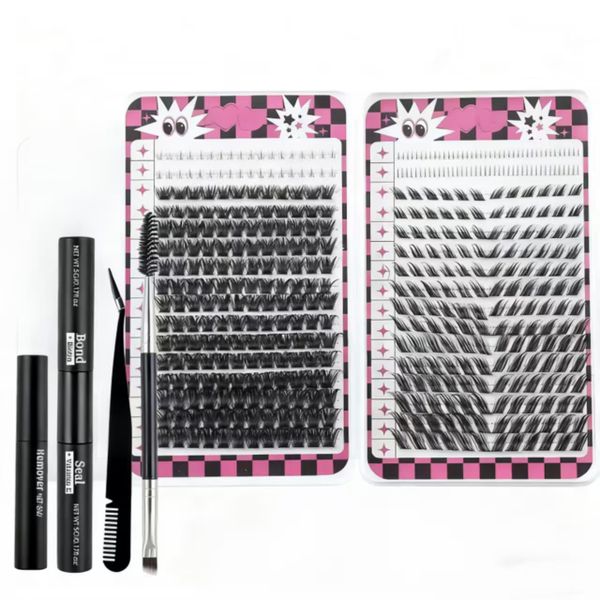452 Pieces Thick Cluster Eyelash Extensions 8-16mm DIY False Eyelashes Set