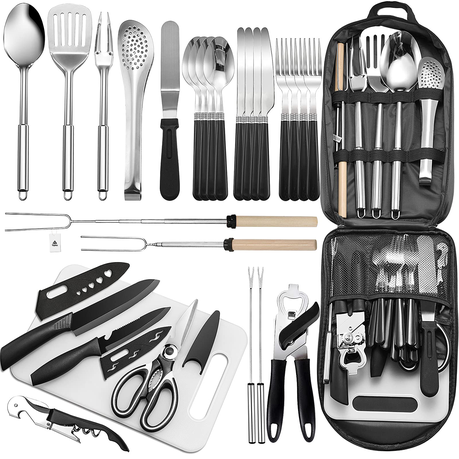 Topika - Camping Kitchen Set 27 Piece Portable Camping Utensil Set With Bag Image