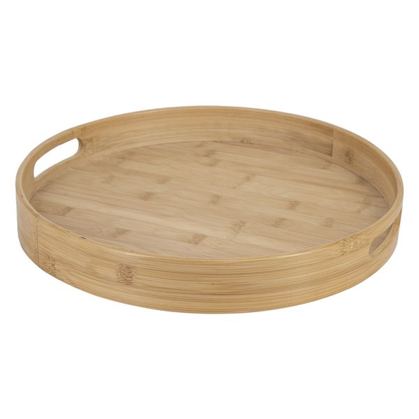 Regent Bamboo Round Serving Tray with Cut Out Handle, 360mm Dia