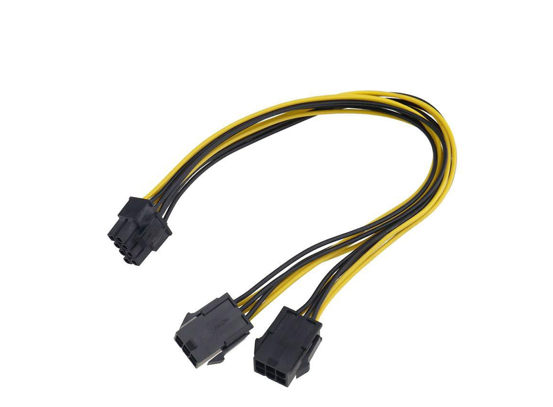 Dual 6 Pin Female To 8 Pin Male PCIE VGA Power Cable