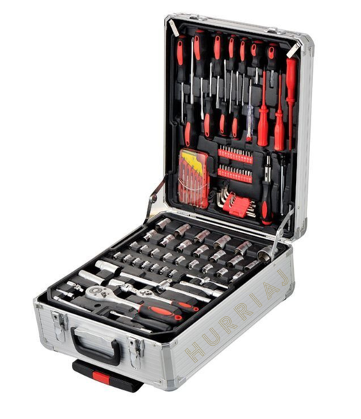 HUrriaj 187-Piece Professional Tool Set in Aluminium Trolley Case