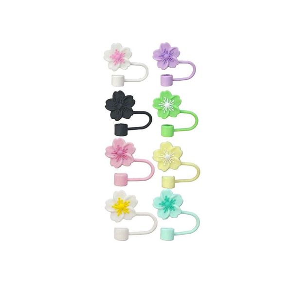 8 Piece Flower Silicone Straw Covers - 10mm