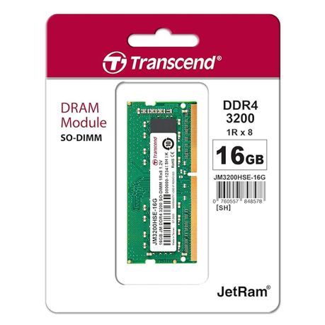 Transcend 16GB DDR4 3200MHz SO-DIMM Laptop RAM - JM3200HSB-16G