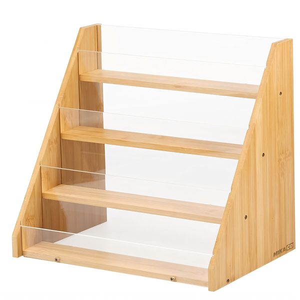 MIkaco 4 Tier Bamboo &amp; Wood Acrylic Stand
