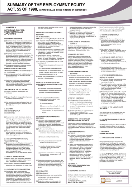 Employment Equity Act Poster A1 Laminated - Latest Version