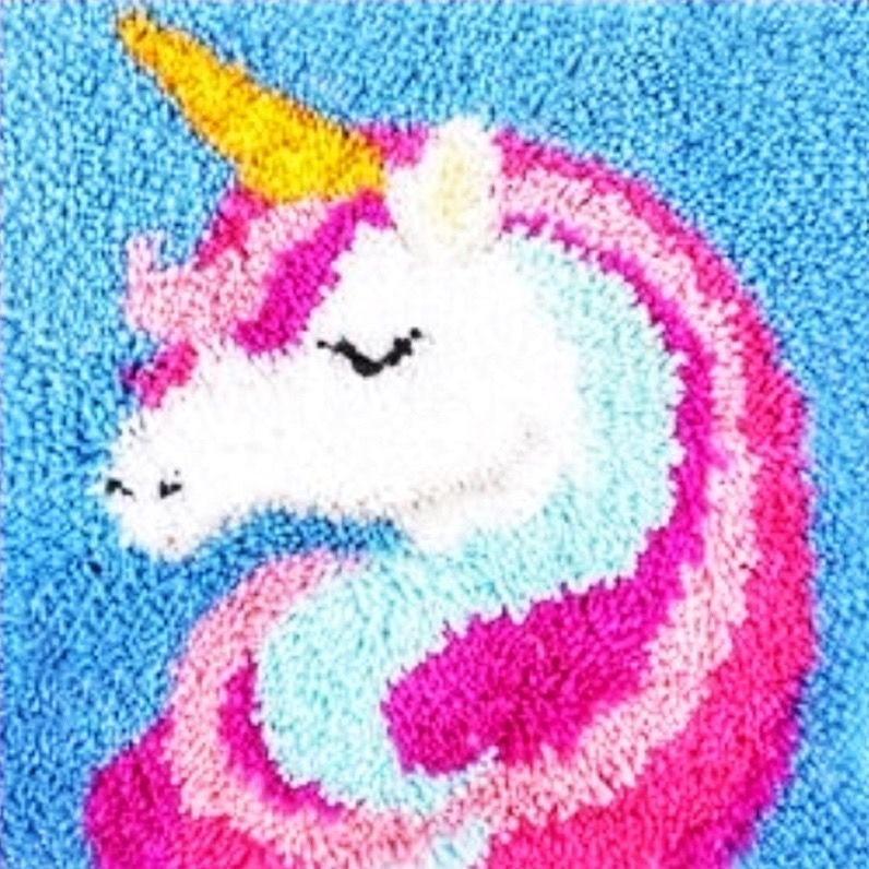 Unicorn Latch Hook Rug Embroidery Wool Art DIY Craft Kit Tapestry